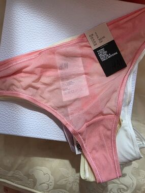 H&M Sheer Pink Thong - Set of 4  Soft Peachy Pink, Lavender, Cream Yellow, White